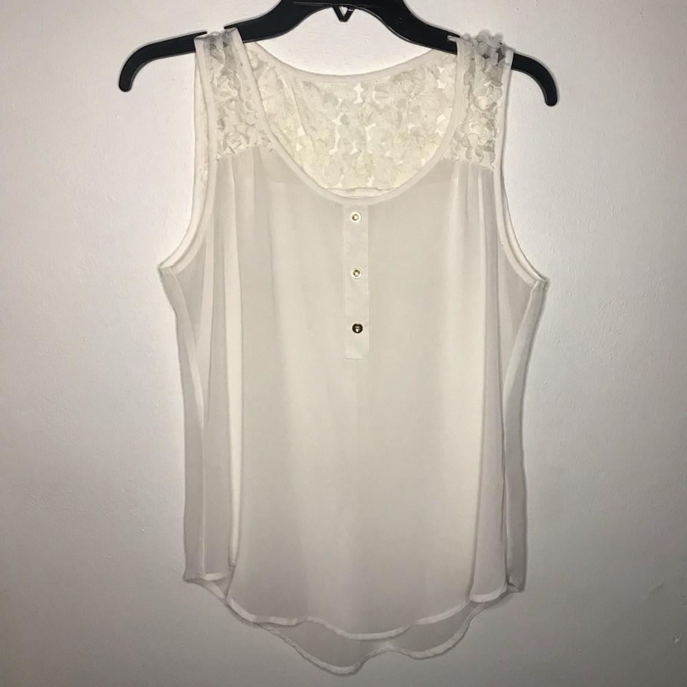 Mine White Tanks with Flowers on Back